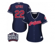 Women's Majestic Cleveland Indians #22 Jason Kipnis Authentic Navy Blue Alternate 1 2016 World Series Bound Cool Base MLB Jersey