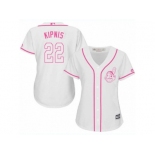 Women's Majestic Cleveland Indians #22 Jason Kipnis Authentic White Fashion Cool Base MLB Jersey