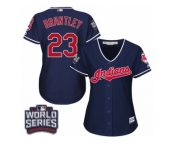 Women's Majestic Cleveland Indians #23 Michael Brantley Authentic Navy Blue Alternate 1 2016 World Series Bound Cool Base MLB Jersey