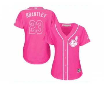 Women's Majestic Cleveland Indians #23 Michael Brantley Replica Pink Fashion Cool Base MLB Jersey