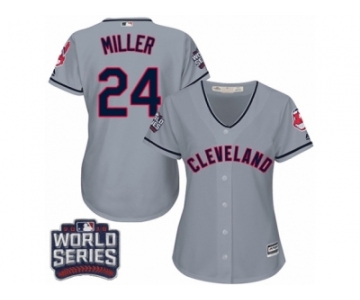 Women's Majestic Cleveland Indians #24 Andrew Miller Authentic Grey Road 2016 World Series Bound Cool Base MLB Jersey