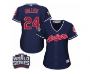 Women's Majestic Cleveland Indians #24 Andrew Miller Authentic Navy Blue Alternate 1 2016 World Series Bound Cool Base MLB Jersey