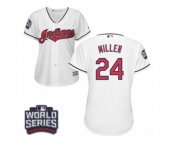 Women's Majestic Cleveland Indians #24 Andrew Miller Authentic White Home 2016 World Series Bound Cool Base MLB Jersey