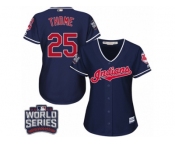 Women's Majestic Cleveland Indians #25 Jim Thome Authentic Navy Blue Alternate 1 2016 World Series Bound Cool Base MLB Jersey