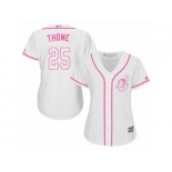 Women's Majestic Cleveland Indians #25 Jim Thome Authentic White Fashion Cool Base MLB Jersey