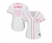 Women's Majestic Cleveland Indians #28 Corey Kluber Authentic White Fashion Cool Base MLB Jersey