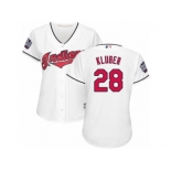 Women's Majestic Cleveland Indians #28 Corey Kluber Authentic White Home 2016 World Series Bound Cool Base MLB Jersey