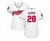 Women's Majestic Cleveland Indians #28 Corey Kluber Authentic White Home 2016 World Series Bound Cool Base MLB Jersey