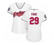 Women's Majestic Cleveland Indians #29 Satchel Paige Authentic White Home 2016 World Series Bound Cool Base MLB Jersey