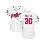 Women's Majestic Cleveland Indians #30 Joe Carter Authentic White Home 2016 World Series Bound Cool Base MLB Jersey