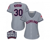 Women's Majestic Cleveland Indians #30 Tyler Naquin Authentic Grey Road 2016 World Series Bound Cool Base MLB Jersey