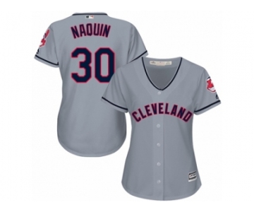 Women's Majestic Cleveland Indians #30 Tyler Naquin Authentic Grey Road Cool Base MLB Jersey