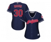 Women's Majestic Cleveland Indians #30 Tyler Naquin Authentic Navy Blue Alternate 1 Cool Base MLB Jersey