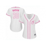 Women's Majestic Cleveland Indians #30 Tyler Naquin Authentic White Fashion Cool Base MLB Jersey