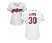 Women's Majestic Cleveland Indians #30 Tyler Naquin Authentic White Home Cool Base MLB Jersey