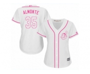 Women's Majestic Cleveland Indians #35 Abraham Almonte Authentic White Fashion Cool Base MLB Jersey