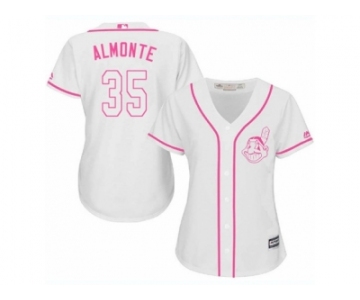 Women's Majestic Cleveland Indians #35 Abraham Almonte Authentic White Fashion Cool Base MLB Jersey