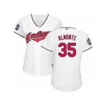 Women's Majestic Cleveland Indians #35 Abraham Almonte Authentic White Home 2016 World Series Bound Cool Base MLB Jersey