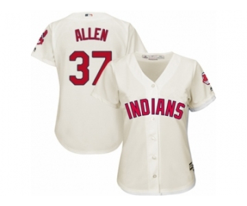 Women's Majestic Cleveland Indians #37 Cody Allen Authentic Cream Alternate 2 Cool Base MLB Jersey