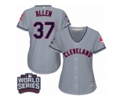 Women's Majestic Cleveland Indians #37 Cody Allen Authentic Grey Road 2016 World Series Bound Cool Base MLB Jersey