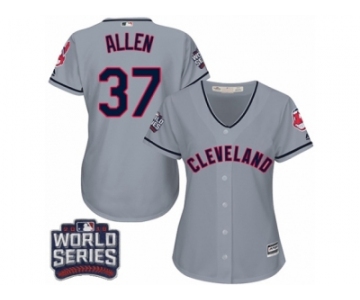 Women's Majestic Cleveland Indians #37 Cody Allen Authentic Grey Road 2016 World Series Bound Cool Base MLB Jersey