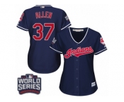 Women's Majestic Cleveland Indians #37 Cody Allen Authentic Navy Blue Alternate 1 2016 World Series Bound Cool Base MLB Jersey