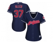 Women's Majestic Cleveland Indians #37 Cody Allen Authentic Navy Blue Alternate 1 Cool Base MLB Jersey