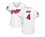 Women's Majestic Cleveland Indians #4 Juan Uribe Authentic White Home 2016 World Series Bound Cool Base MLB Jersey