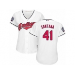 Women's Majestic Cleveland Indians #41 Carlos Santana Authentic White Home 2016 World Series Bound Cool Base MLB Jersey