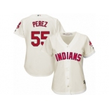 Women's Majestic Cleveland Indians #55 Roberto Perez Authentic Cream Alternate 2 Cool Base MLB Jersey