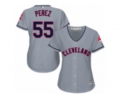 Women's Majestic Cleveland Indians #55 Roberto Perez Authentic Grey Road Cool Base MLB Jersey