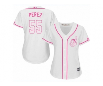 Women's Majestic Cleveland Indians #55 Roberto Perez Authentic White Fashion Cool Base MLB Jersey