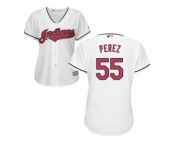 Women's Majestic Cleveland Indians #55 Roberto Perez Authentic White Home Cool Base MLB Jersey