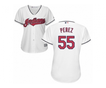 Women's Majestic Cleveland Indians #55 Roberto Perez Authentic White Home Cool Base MLB Jersey