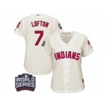 Women's Majestic Cleveland Indians #7 Kenny Lofton Authentic Cream Alternate 2 2016 World Series Bound Cool Base MLB Jersey