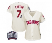 Women's Majestic Cleveland Indians #7 Kenny Lofton Authentic Cream Alternate 2 2016 World Series Bound Cool Base MLB Jersey