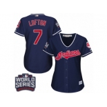 Women's Majestic Cleveland Indians #7 Kenny Lofton Authentic Navy Blue Alternate 1 2016 World Series Bound Cool Base MLB Jersey