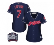 Women's Majestic Cleveland Indians #7 Kenny Lofton Authentic Navy Blue Alternate 1 2016 World Series Bound Cool Base MLB Jersey