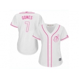 Women's Majestic Cleveland Indians #7 Yan Gomes Authentic White Fashion Cool Base MLB Jersey