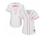 Women's Majestic Cleveland Indians #7 Yan Gomes Authentic White Fashion Cool Base MLB Jersey