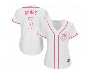 Women's Majestic Cleveland Indians #7 Yan Gomes Authentic White Fashion Cool Base MLB Jersey