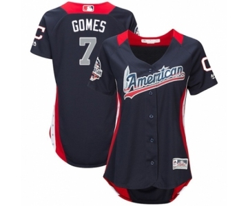 Women's Majestic Cleveland Indians #7 Yan Gomes Game Navy Blue American League 2018 MLB All-Star MLB Jersey