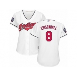 Women's Majestic Cleveland Indians #8 Lonnie Chisenhall Authentic White Home 2016 World Series Bound Cool Base MLB Jersey