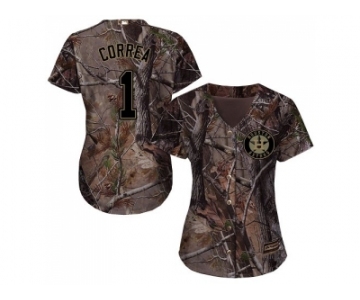 Women Houston Astros #1 Carlos Correa Camo Realtree Collection Cool Base Stitched MLB Jersey