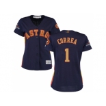 Women Houston Astros #1 Carlos Correa Navy 2018 Gold Program Cool Base Stitched Baseball Jersey