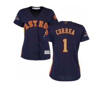 Women Houston Astros #1 Carlos Correa Navy 2018 Gold Program Cool Base Stitched Baseball Jersey