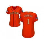 Women Houston Astros #1 Carlos Correa Orange 2018 Gold Program Cool Base Stitched MLB Jersey