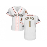 Women Houston Astros #1 Carlos Correa White 2018 Gold Program Cool Base Stitched Baseball jersey