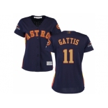 Women Houston Astros #11 Evan Gattis Navy 2018 Gold Program Cool Base Stitched Baseball Jersey