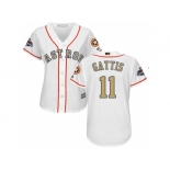 Women Houston Astros #11 Evan Gattis White 2018 Gold Program Cool Base Stitched Baseball jersey